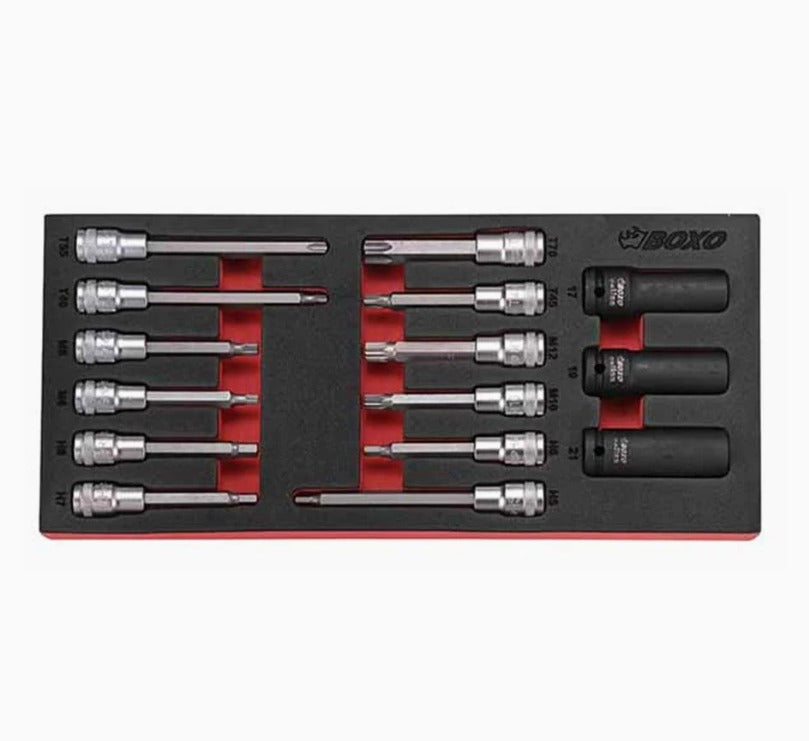 15 Pcs - 1/2” Dr. Bit Socket with Impact Socket Set, 1/3 System Insert