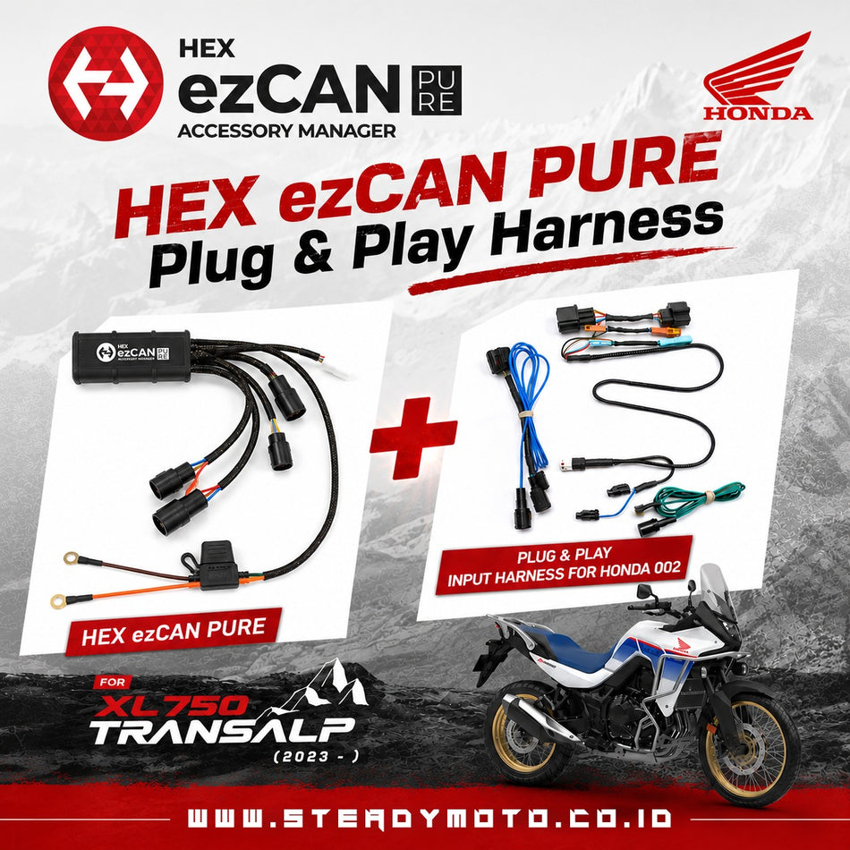 HEX ezCAN PURE dengan Plug & Play Harness untuk Honda XL750 Transalp (2023+ - Wadamart