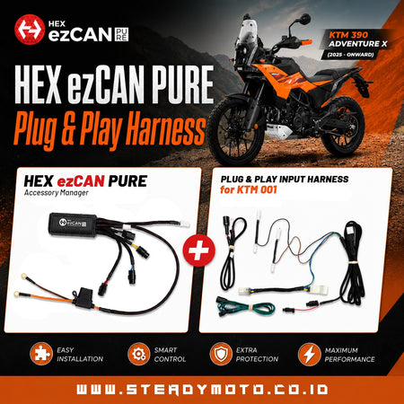 HEX ezCAN PURE dengan Plug & Play Harness untuk KTM 390 Adventure R/X & Enduro R (2025-) - Wadamart